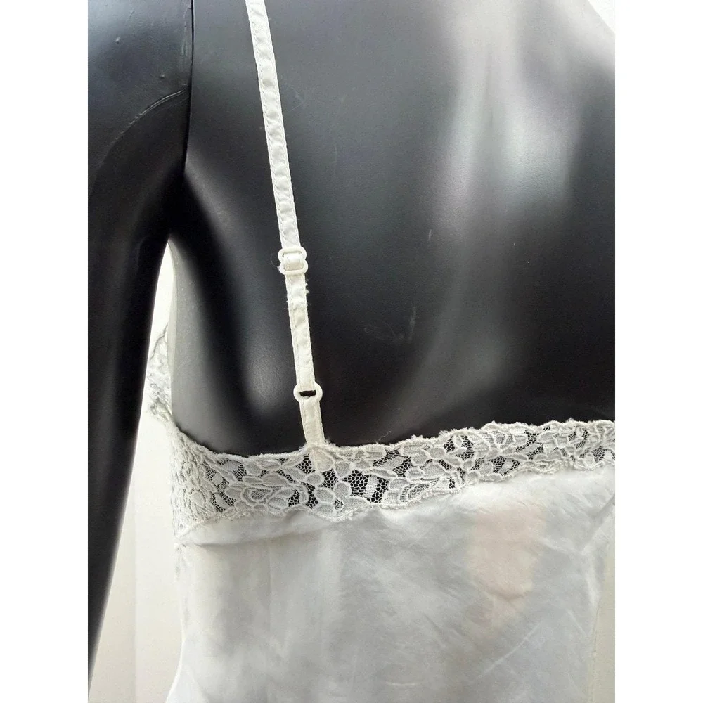 April Cornell White Lace Slip Dress Boho‎ Cottagecore Midi Adjustable Straps S
